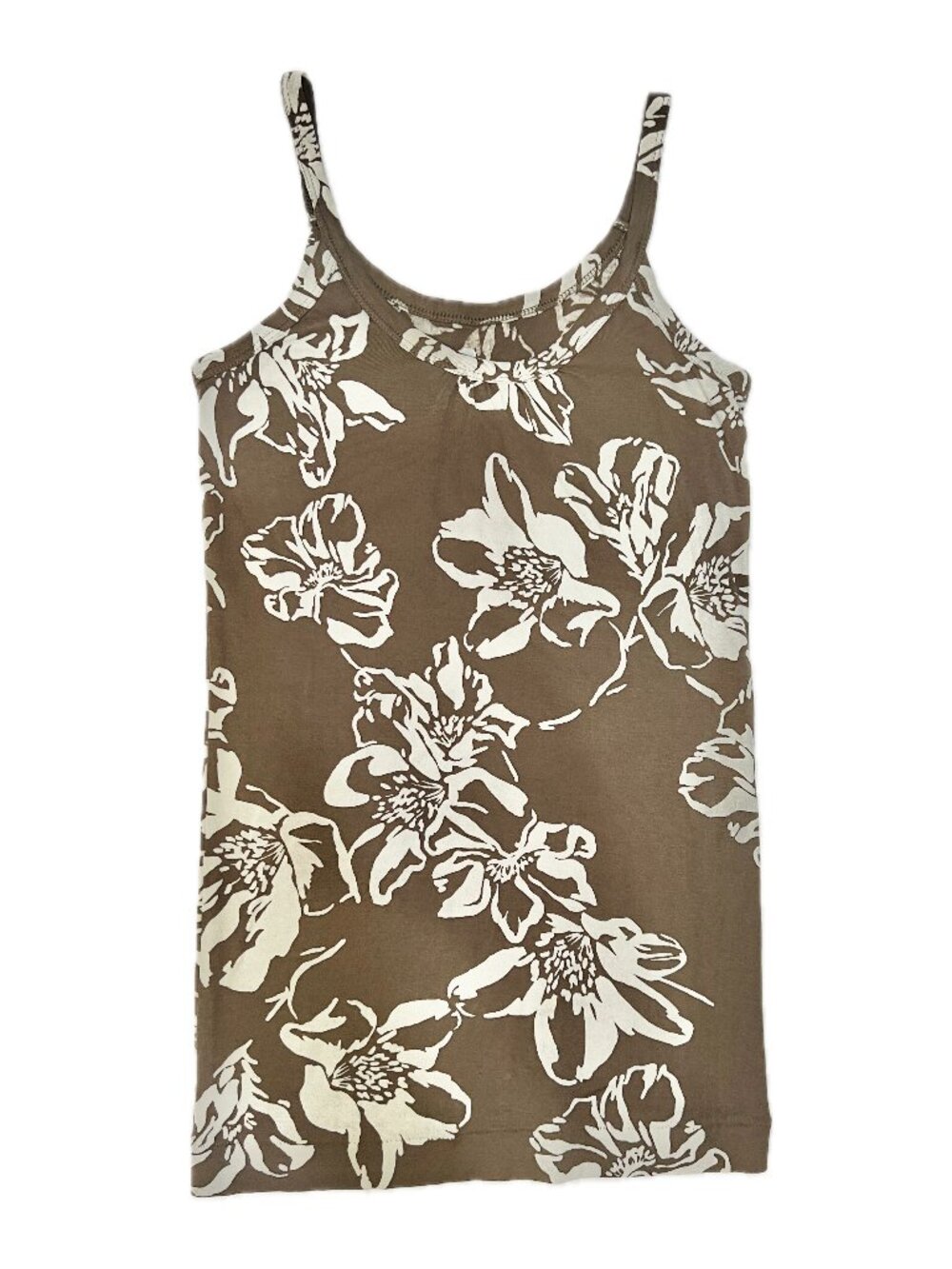 Vintage Y2K Banana Republic Cotton Slim Tank Top Floral Brown Single Stitch